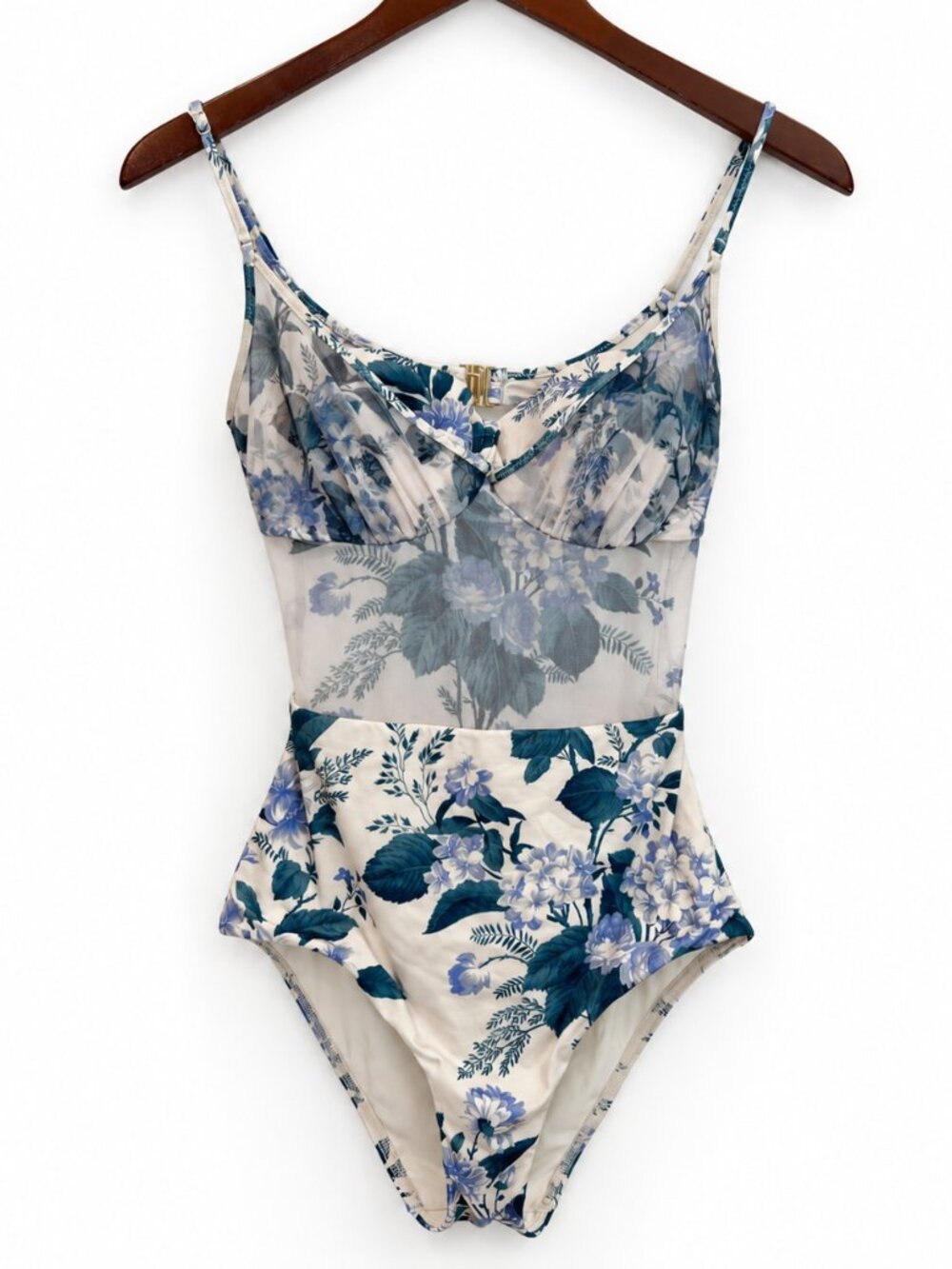 Zimmermann Cassia Balconette One Piece Swimsuit Hydrangea Floral Size 1 US 4-6